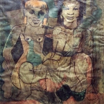 Untitled (two African women sitting) 18 x 15 3/4 1934 Oil on parchment
