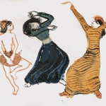 Schwarze Musiker und Tänzer 19 1/2 x 25 1/2 1930s Oil, tempera, ink on cardboard