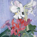 Cyclamen with White Amaryllis 32x26 1990