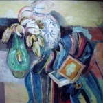 Untitled (tulips in green vase) 26 1/2 x 29 1/2 1930