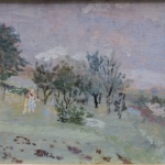 [untitled landscape] 13 1/2 x 21 1/2 n.d. Oil on Board UMW