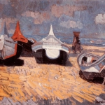 Nazaré, the Beach and Boats 26 x 32 1971