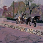 Horse Carriage in the Park 18 x 22 1980